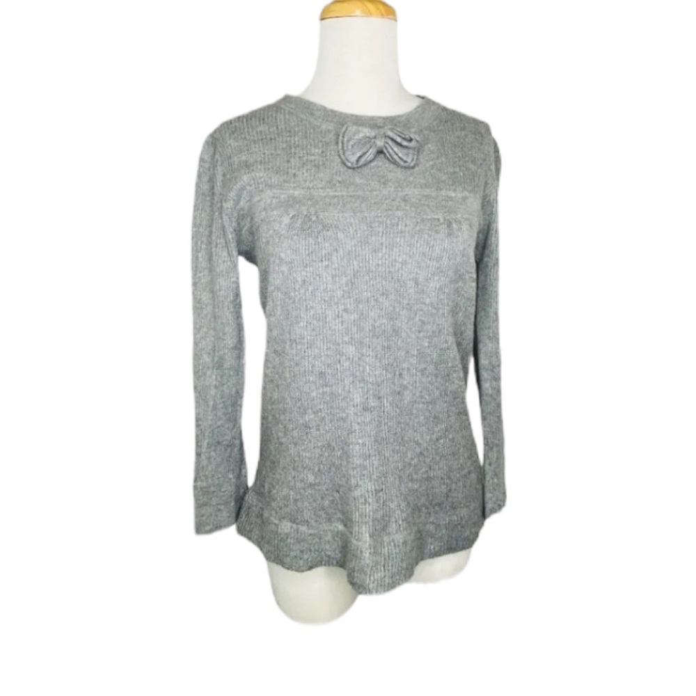 Aqua Womens Gray Cashmere Silk Blend Crewneck Sweater Soft Cozy Gray Size M - Picture 4 of 14